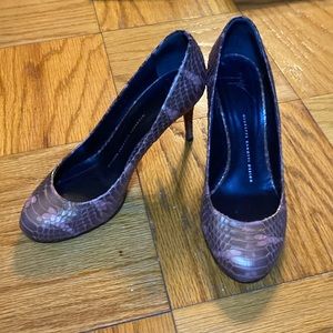 Giuseppe Zanotti bronze snakeskin heels, size 39